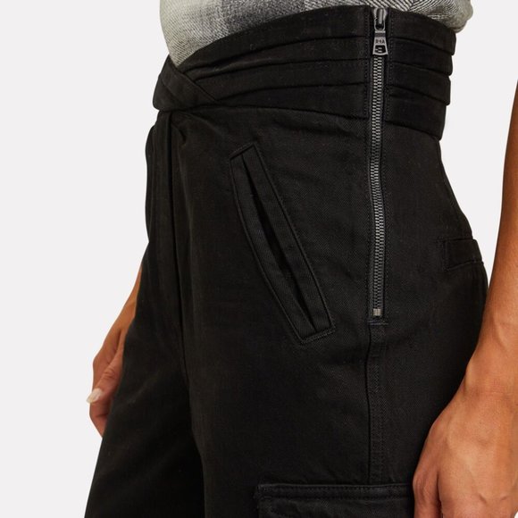 RtA Dallas High Rise CARGO JEANS Pants Size XXS Black Denim NEW $415 - Picture 3 of 13